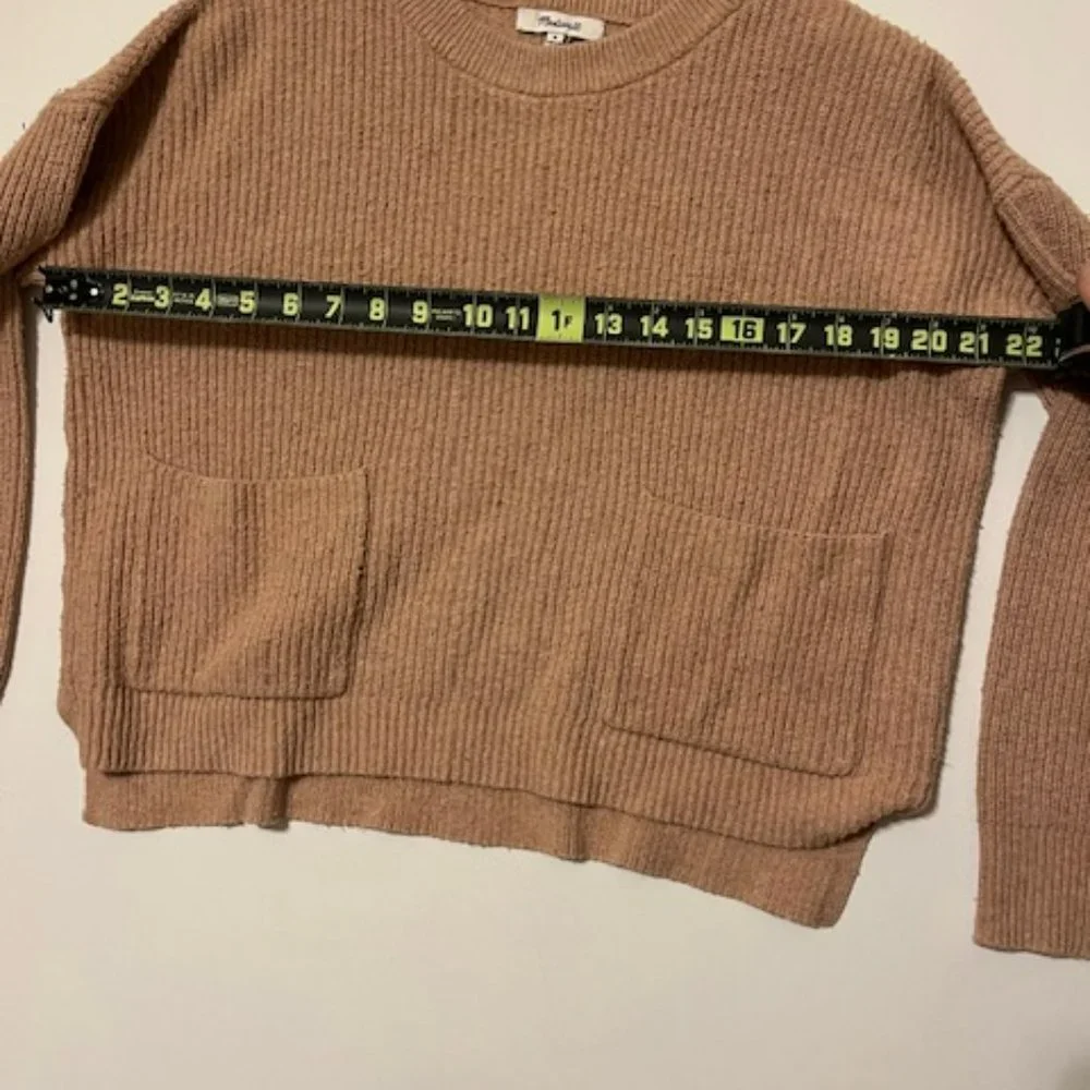 Women's Madewell Patch Pocket Pullover Long Sleeve Oversized Sweater Tan Sz M - Picture 5 of 6